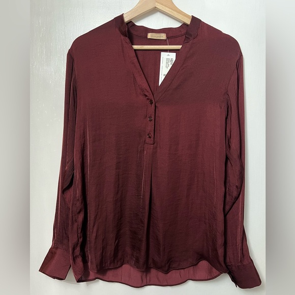 NWT long sleeve v-neck half-button blouse, sz small - Picture 1 of 5